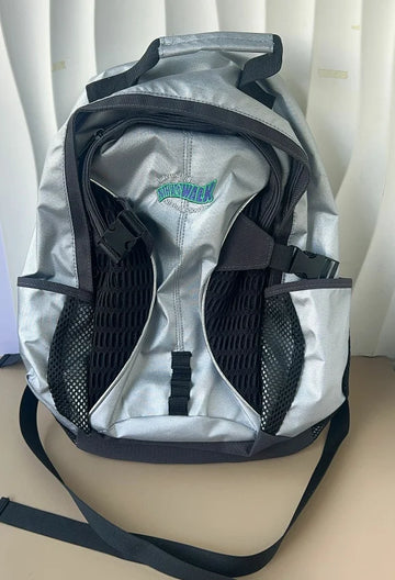 Qfdian Vintage Letter Streetwear Trendy Y2k Women's Bags Men Outdoor Casual Travel Backpack Students High-capacity Patchwork Schoolbags